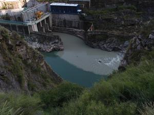 Union of two rivers with high and low sediment content in India.