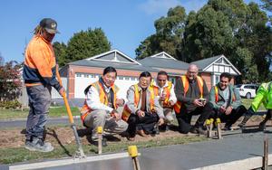 The world-first coffee concrete footpath trial took place earlier this month