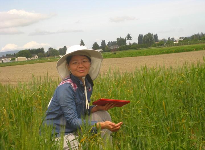 First author Lu Liu in the field