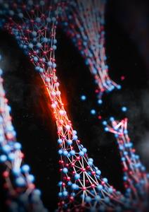 Artist impression of amorphous silicon carbide nanostrings testing