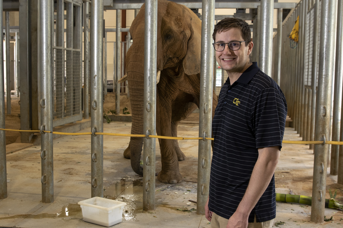 Andrew Schulz with Elephant