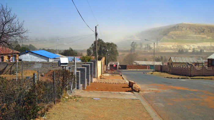 Dust near mine dumps in Johannesburg, South Africa.