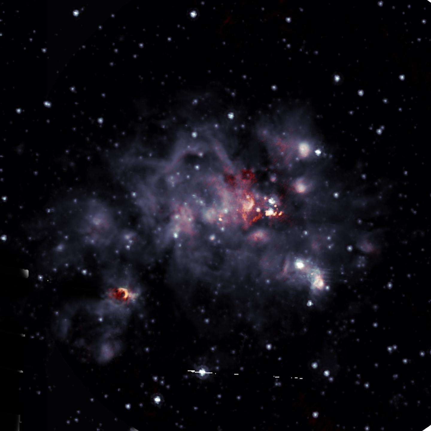 Radio-Infrared Overlay of W49A Star-Forming Region