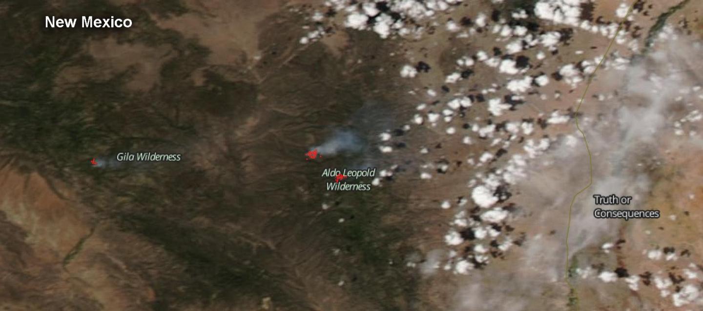 Satellite Image of Fires in New Mexico