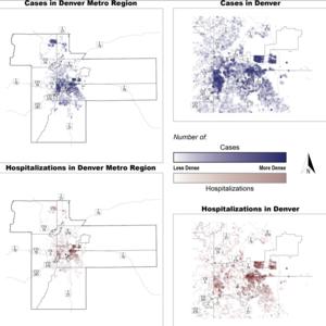 Density of SARS-CoV-2 cases and hospitalizations