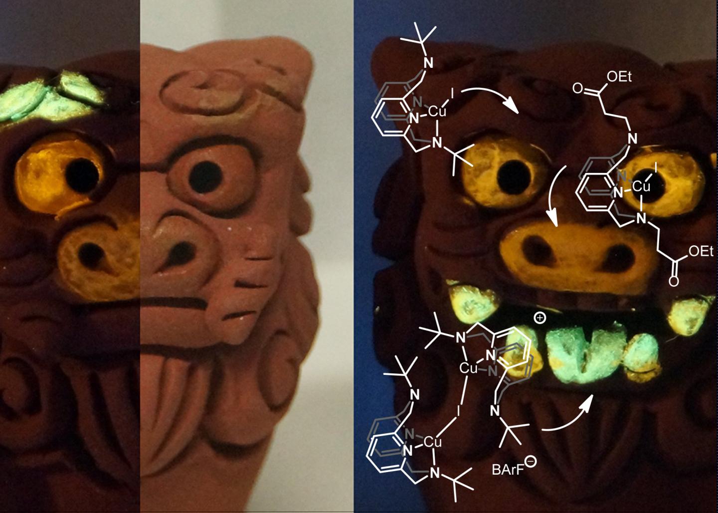 Okinawan Shisas Painted with Photoluminescent Compounds