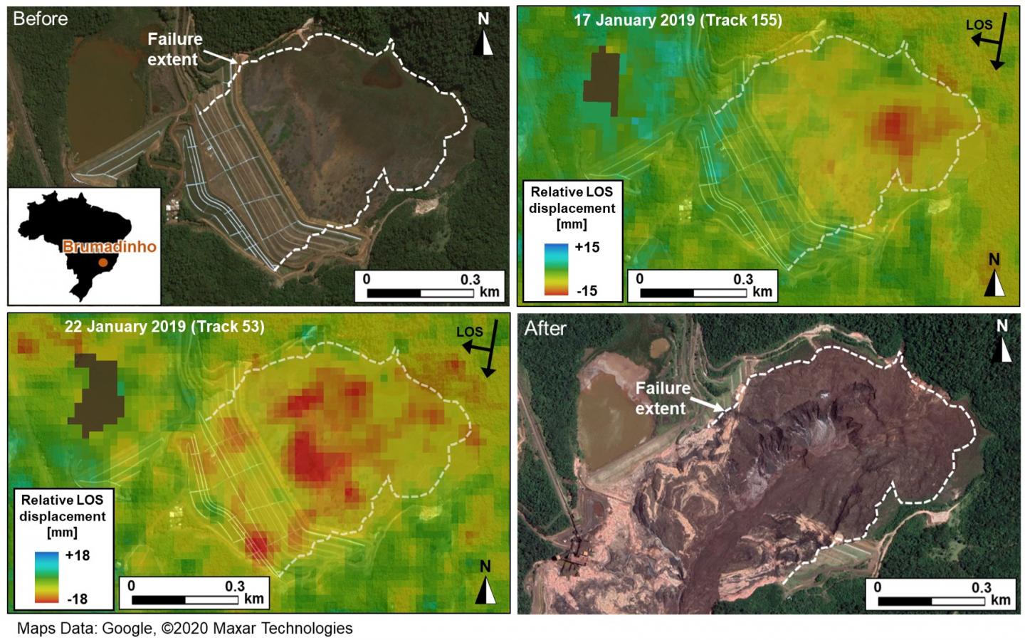 Before and after the Brumadinho Dam Collapse