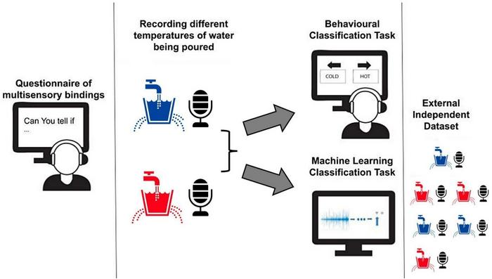 A questionnaire examined people’s beliefs about cross-modal perception, participants' perceptual ability was tested in an online 2AFC task using recordings captured in an ambisonic facility. The recordings were also used to train a machine learning mode