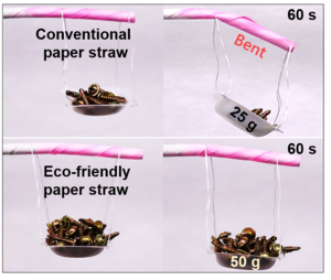 Sogginess test after the straws were dipped in cold water for 60 sec