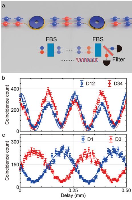 Figure | Experimental schematics and result of the frequency-domain entanglement.