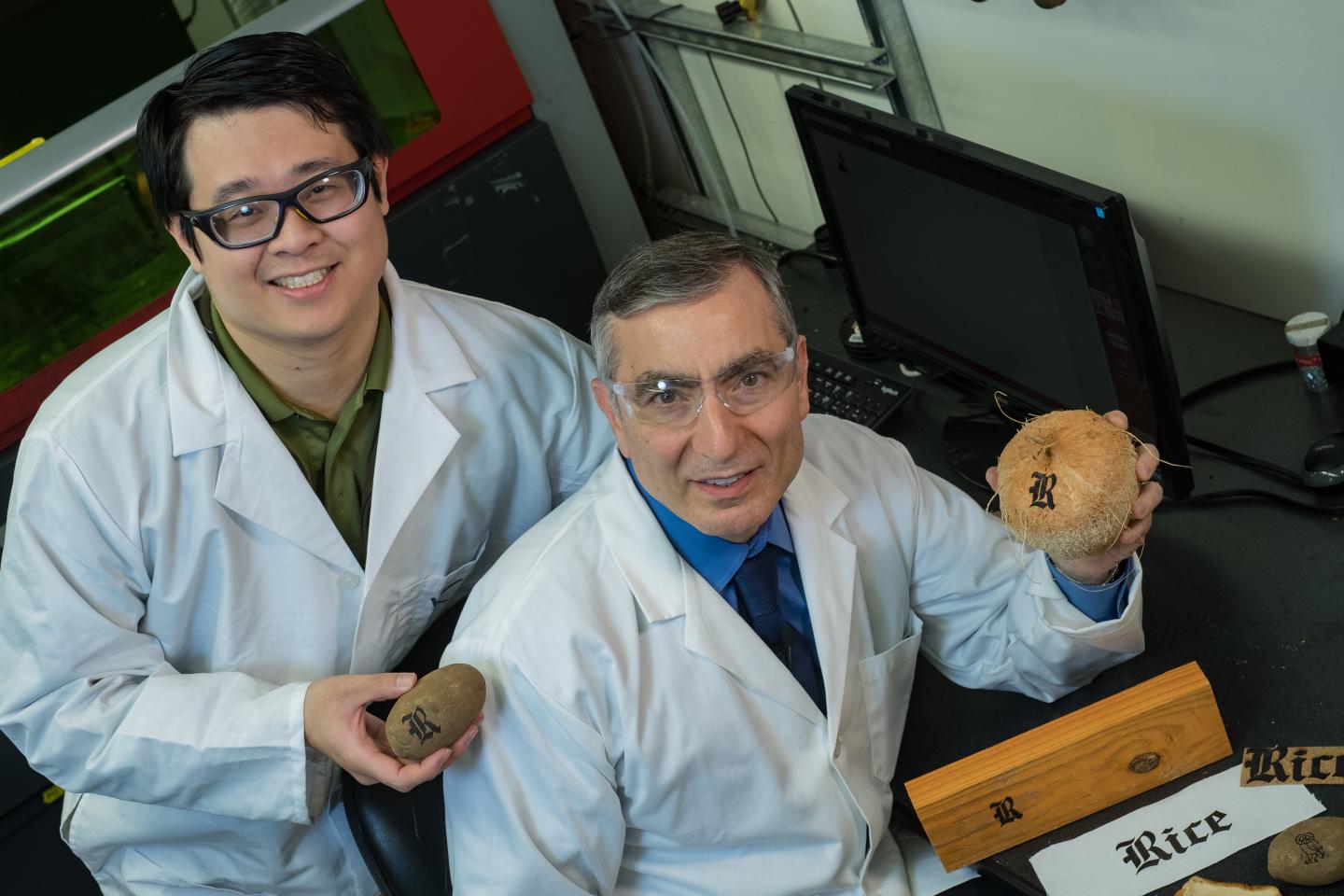 Rice University graduate student Yieu Chyan and Professor James Tour