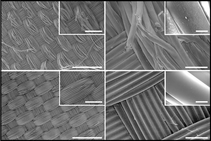 Images of uncoated and coated nylon-6,6 fabrics