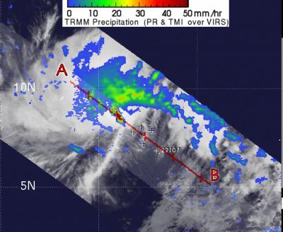 TRMM Satellites View of Tropical Storm 02W's Rainfall