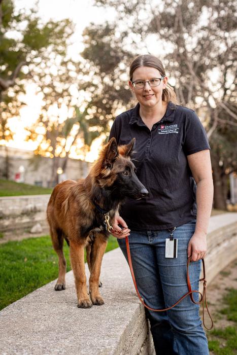 Researcher Lindsay Waldrop with her dog