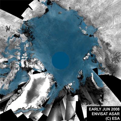Arctic Ice Coverage Between June and mid-August 2008