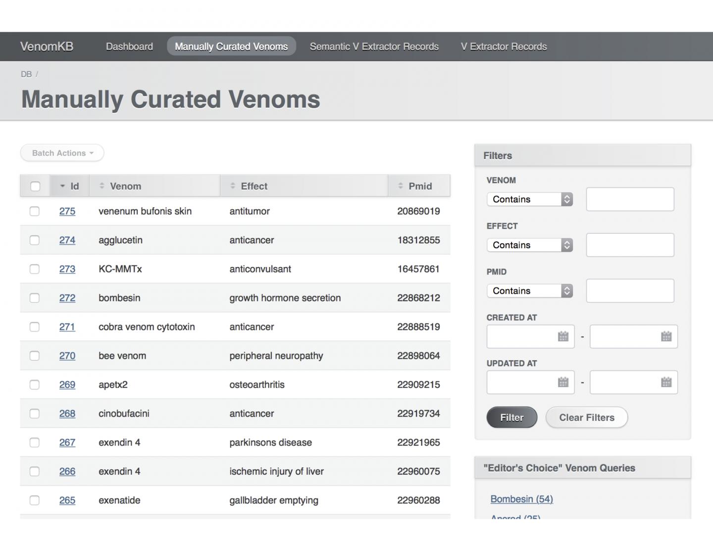 Screenshot of VenomKB