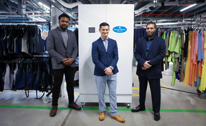 Dr Emmanuel Epelle UWS, Anthony Burns COO of ACS, and Dr Mohammed Yaseen UWS, pictured with the ozone sterilisation cabinet