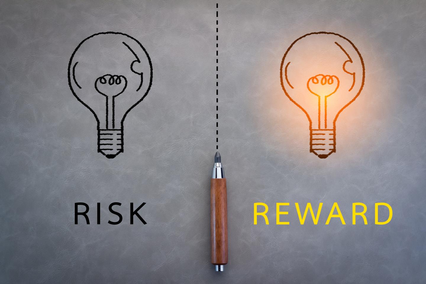 Risk and Reward Word with Grey Background