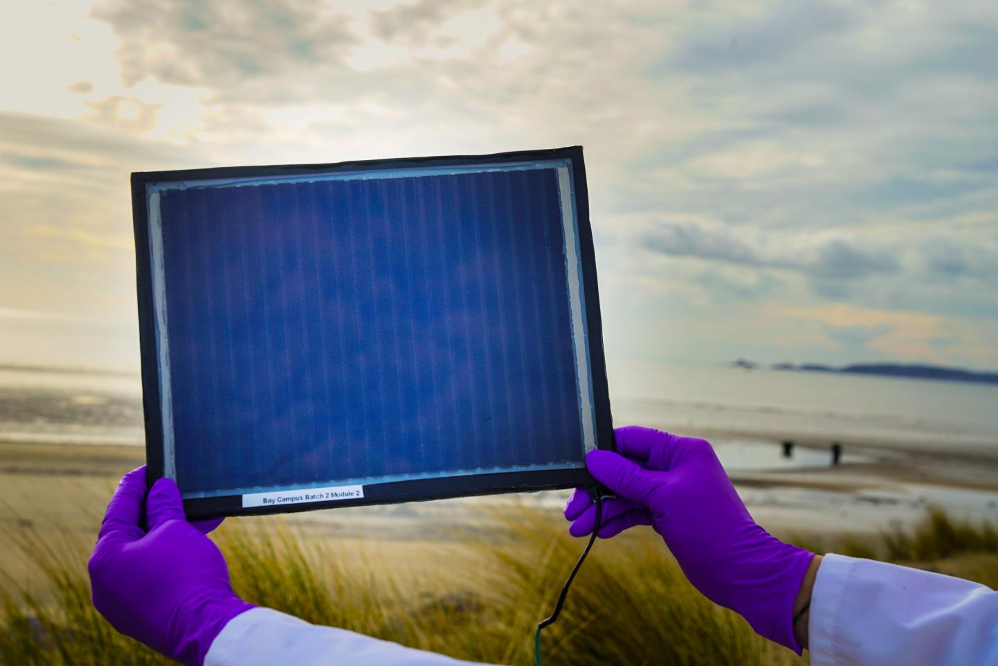 A Perovskite Solar Module the Size of An A4 Sheet of Paper -- Shown on Swansea Beach