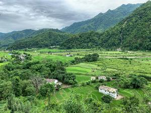 A village bordering the Corbett Tiger Reserve, India