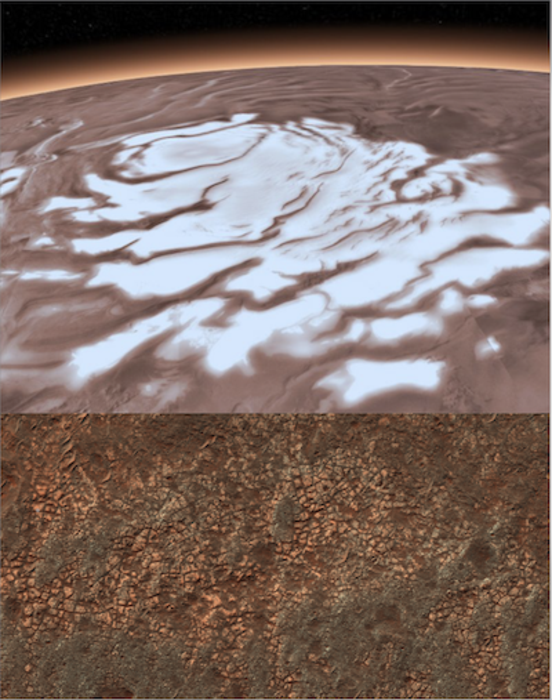 Mars South Polar Layered Deposits on top of Martian Smectites