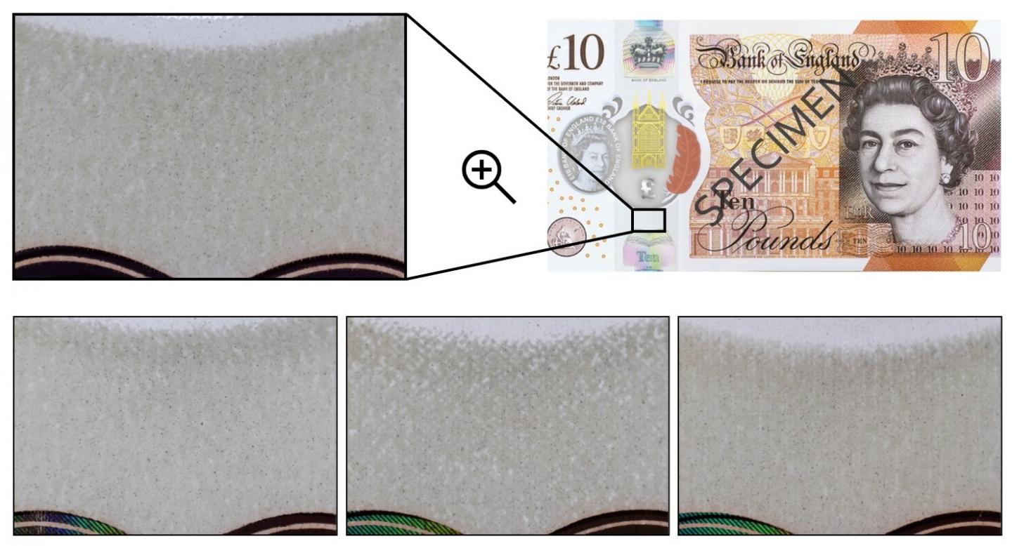 A demonstration of the feature area from a £10 polymer banknote