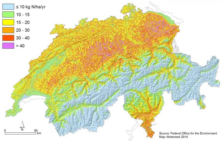 Nitrogen Deposition in Switzerland 2010