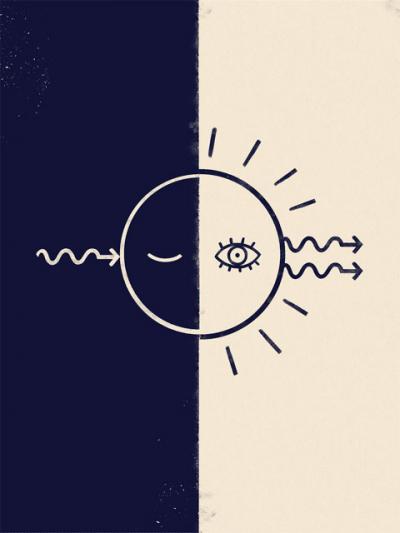 Artistic Illustration of Stimulation Emission of Two Photons from a Quantum Dot