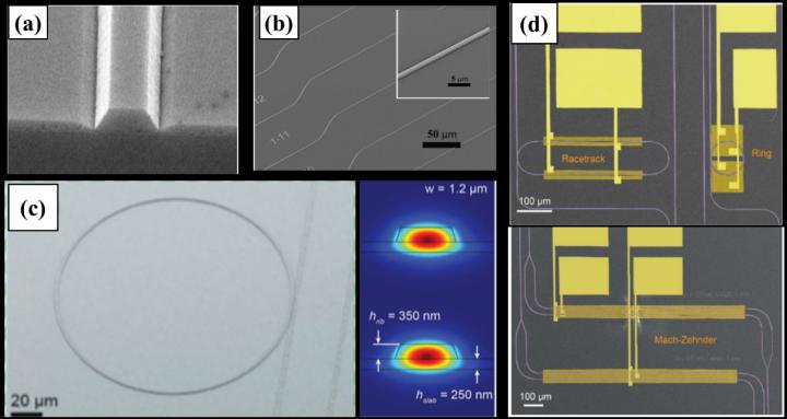Images of nanophotonic wavegudies and integrated photonic circuits on LNOI by directing etching
