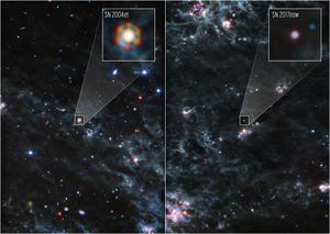 large amounts of dust within Supernova 2004et and Supernova 2017eaw