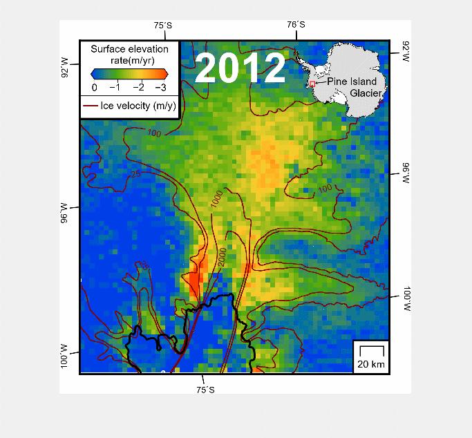 Animated Gif of Thinning of Pine Island Glacier