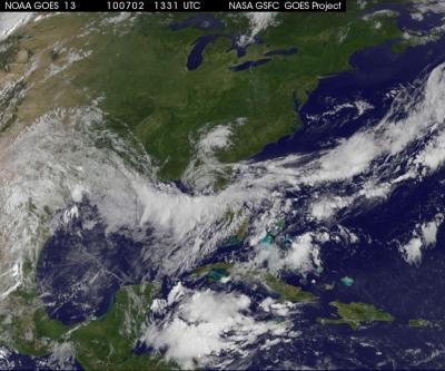 GOES-13 Image of Hurricane Alex