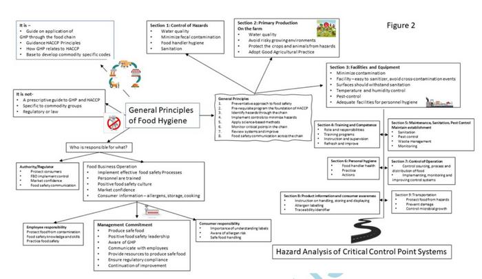 Map describing the organization of the Codex General Principles of Good Hygiene.