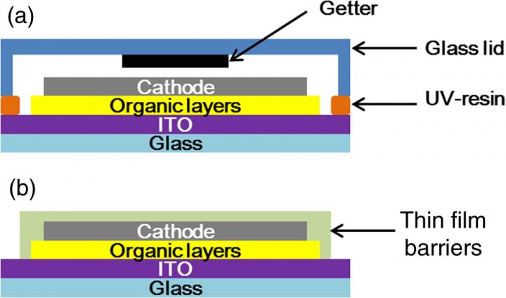 Schematics of OLED Structures with Encapsulation