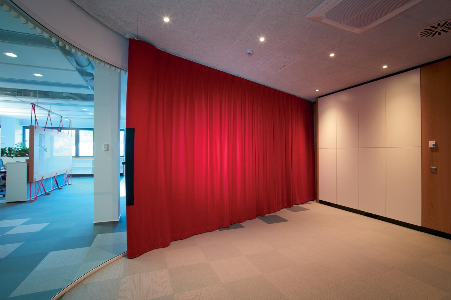 Multiple Sound Curtains Have Been Used at the Headquarter of the German Company Häfele