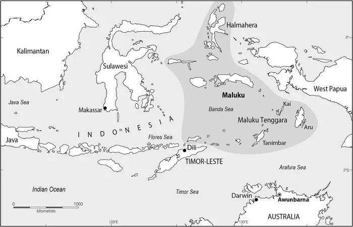 Fig. 1 Arnhem Land and Maluku Tenggara. (Map by Mick de Ruyter, 2022.jpg