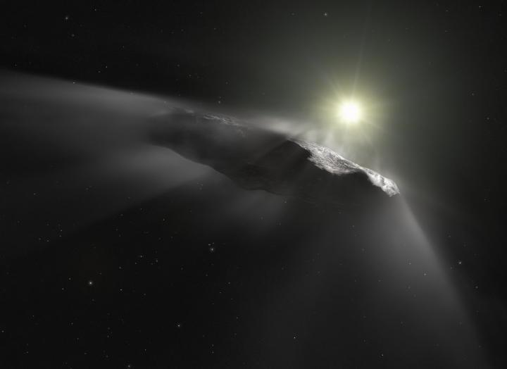 Artist's Impression of the Interstellar Asteroid `Oumuamua