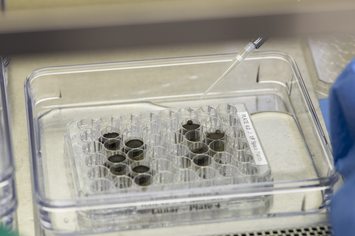 Lunar soil in containers