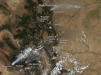 NASA Satellite Image of Colorado Wildfires