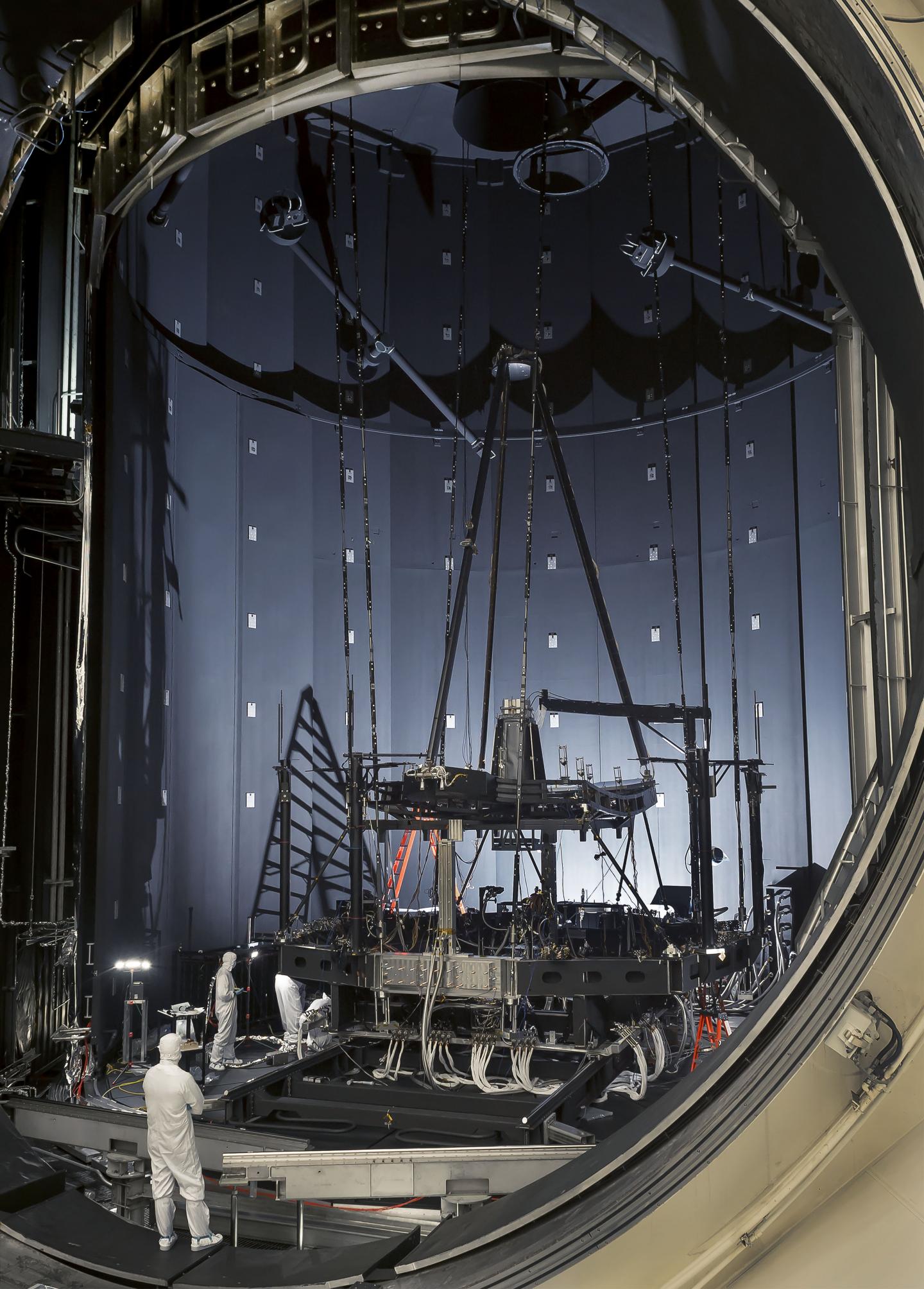 Engineers Inspect the James Webb Space Telescope's pathfinder telescope