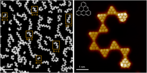 scanning tunneling micrograph of a sample containing triangulene quantum spin chains