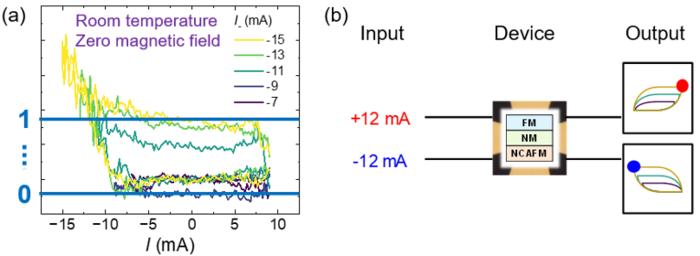 Proof-of-concept functionality for neuromorphic computing enabled by the phenomenon of electrical mutual switching.