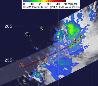 TRMM Sees TD11S's Rainfall