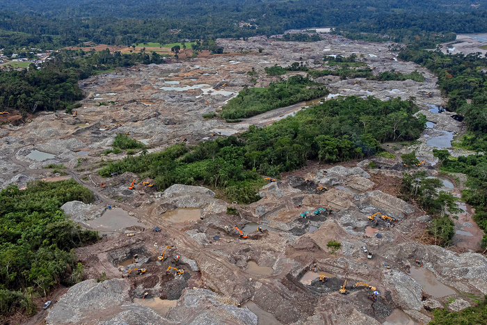 Gold mining activities in Napo province, Ecuador