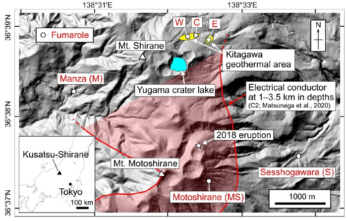 Map of Kusatsu-Shirane volcano