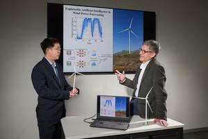 The researchers and study's co-authors Wenlong Liao and Fernando Porté-Agel.