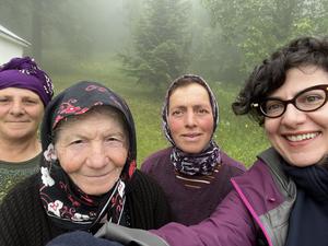 Professor Ioanna Sitaridou (right) with a 100 years-old Romeyka speaker in Turkey's Trabzon region