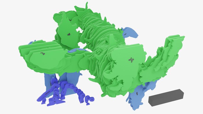 3D reconstruction of Asteroxylon mackiei made from digitally re-assembling thin slices of rock