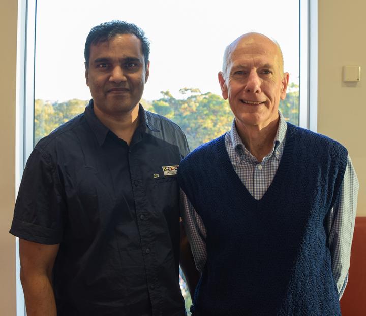 QBI's Professor Bryan Mowry with Dr Sathish Periyasamy who Analysed the Indian DNA Samples