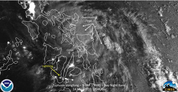 Nighttime Suomi NPP Image of Vongfong